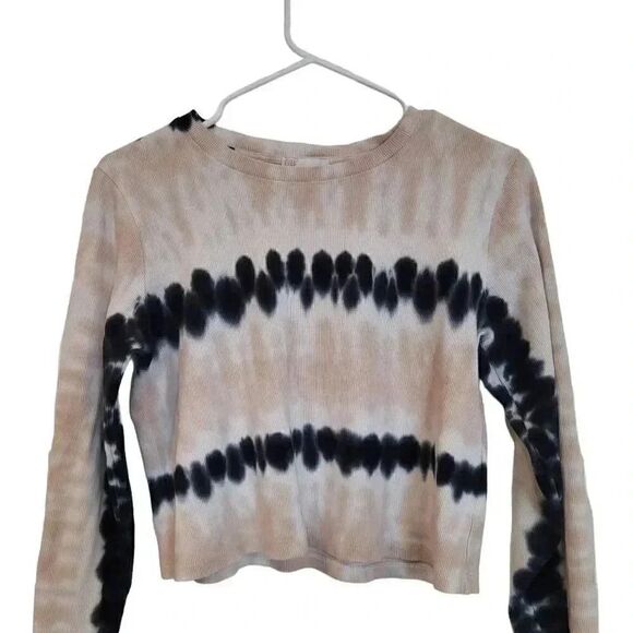 GB Giani Bernini Girl's Tan/Navy Cotton/Spandex Cropped Long Sleeve T-Shirt - Picture 3 of 9